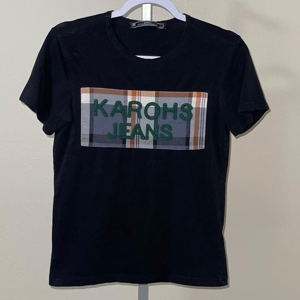Karohs Jeans Mens Black Short Sleeve Slim T-Shirt, Size M